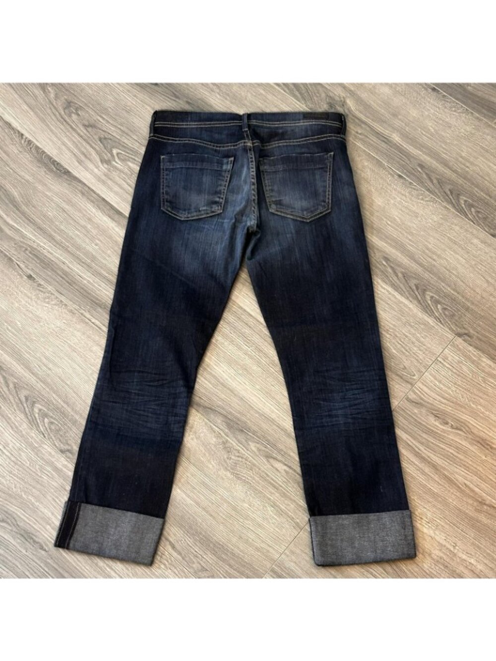Citizens Of Humanity Dani Jeans Womens 28 Blue Dark Wash Cropped Straight Cuffed - Picture 2 of 13